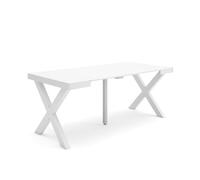 Skraut Home | Table Console Extensible | Console Meuble | 180 | pour 8 Personnes | Pieds Bois Massif | Style Moderne | Blanc