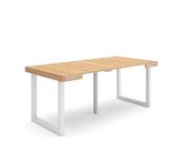 Skraut Home | Table Console Extensible | Console Meuble | 180 | pour 8 Personnes | Pieds Bois Massif | Style Moderne | Chêne