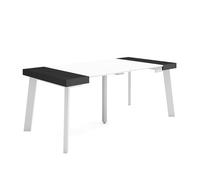 Skraut Home | Table Console Extensible | Console Meuble | 180 | pour 8 Personnes | Pieds en Bois | Style Moderne | Blanc et Noir
