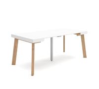 Skraut Home | Table Console Extensible | Console Meuble | 180 | pour 8 Personnes | Pieds en Bois | Style Moderne | Blanc