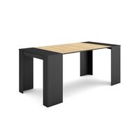 Skraut Home | Table Console Extensible | Console Meuble | 180 | pour 8 Personnes | Table à Manger | Style Moderne | Noir et chêne