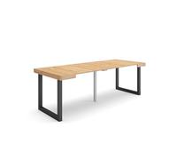 Skraut Home | Table Console Extensible | Console Meuble | 220 | pour 10 Personnes | Pieds Bois Massif | Style Moderne | Chêne