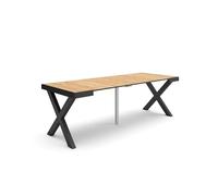 Skraut Home | Table Console Extensible | Console Meuble | 220 | pour 10 Personnes | Pieds Bois Massif | Style Moderne | Chêne et Noir