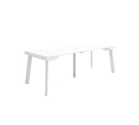 Skraut Home | Table Console Extensible | Console Meuble | 220 | pour 10 Personnes | Pieds en Bois | Style Moderne | Blanc