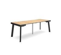 Skraut Home | Table Console Extensible | Console Meuble | 220 | pour 10 Personnes | Pieds en Bois | Style Moderne | Chêne