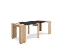 Skraut Home | Table Console Extensible | Console Meuble | 220 | pour 10 Personnes | Table à Manger | Style Moderne | Chêne et Noir