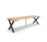 Skraut Home | Table Console Extensible | Console Meuble | 260 | pour 12 Personnes | Pieds Bois Massif | Style Moderne | Chêne