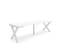 Skraut Home | Table Console Extensible | Console Meuble | 260 | pour 12 Personnes | Pieds Bois Massif | Style Moderne | Blanc
