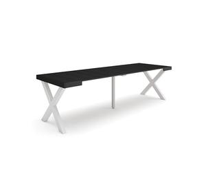 Skraut Home | Table Console Extensible | Console Meuble | 260 | pour 12 Personnes | Pieds Bois Massif | Style Moderne | Noir