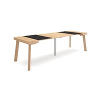 Skraut Home | Table Console Extensible | Console Meuble | 260 | pour 12 Personnes | Pieds en Bois | Style Moderne | Chêne et Noir