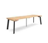 Skraut Home | Table Console Extensible | Console Meuble | 260 | pour 12 Personnes | Pieds en Bois | Style Moderne | Chêne