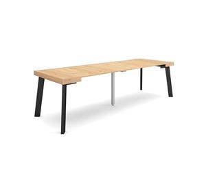 Skraut Home | Table Console Extensible | Console Meuble | 260 | pour 12 Personnes | Pieds en Bois | Style Moderne | Chêne