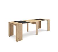 Skraut Home | Table Console Extensible | Console Meuble | 260 | pour 12 Personnes | Table à Manger | Style Moderne | Chêne et Noir
