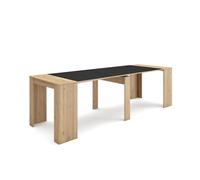 Skraut Home | Table Console Extensible | Console Meuble | 260 | pour 12 Personnes | Table à Manger | Style Moderne | Chêne et Noir
