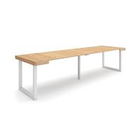 Skraut Home | Table Console Extensible | Console Meuble | 300 | pour 14 Personnes | Pieds Bois Massif | Style Moderne | Chêne