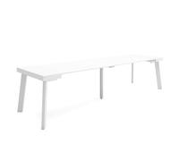 Skraut Home | Table Console Extensible | Console Meuble | 300 | pour 14 Personnes | Pieds en Bois | Style Moderne | Blanc