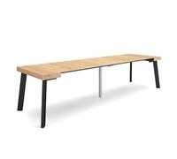 Skraut Home | Table Console Extensible | Console Meuble | 300 | pour 14 Personnes | Pieds en Bois | Style Moderne | Chêne
