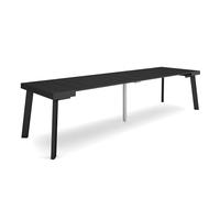 Skraut Home | Table Console Extensible | Console Meuble | 300 | pour 14 Personnes | Pieds en Bois | Style Moderne | Noir