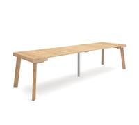 Skraut Home | Table Console Extensible | Console Meuble | 300 | pour 14 Personnes | Pieds en Bois | Style Moderne | Chêne