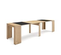 Skraut Home | Table Console Extensible | Console Meuble | 300 | pour 14 Personnes | Table à Manger | Style Moderne | Chêne et Noir