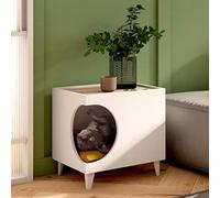 Skraut Home | Table d'Appoint pour Animaux Ellie | 47 x 37 x 49 cm |Finition Couleur Blanc/Chêne Marron