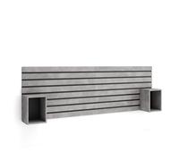 Skraut Home | Tête de lit | avec Tables de Chevet | 214x70x3 cm | Lit 120,135,140,150,160 cm | Panneaux Muraux | Style Moderne | Ciment