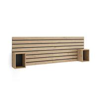 Skraut Home | Tête de lit | avec Tables de Chevet | 214x70x3 | Lit 120,135,140,150,160 cm | Panneaux Muraux | Style Moderne | Chêne