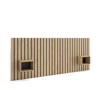 Skraut Home | Tête de lit | avec Tables de Chevet | 258x107x3 cm | Lit de 150,160,180 cm | Panneaux Muraux | Style Moderne | Chêne