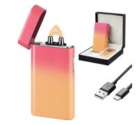 SKRFIRE Briquet à Arc Électrique - Grand Arc Plasma Puissant, Résistant aux Intempéries, Recharge USB-C, Design Métal Élégant, Parfait pour Cigares, Bougies et Usage Quotidien (Rose Orange)