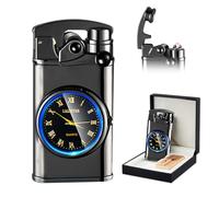 SKRFIRE Briquet à Arc Électrique Plasma - Coupe-Vent en Métal Lumineux avec Cadran de Montre Véritable et Éclairage LED (Noir)