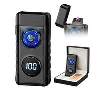 SKRFIRE Briquet Briquets Électrique Briquet tempête USB-C Briquets Métal LED Arc électrique Rechargeable Indicateur de puissance Pour bougie, camping, barbecue, cadeau (Noir)