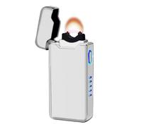 SKRFIRE Briquet électrique à arc plasma coupe-vent rechargeable USB avec indicateur de batterie (argent de luxe)