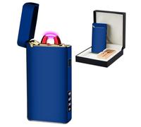 SKRFIRE Briquet électrique Coupe-Vent Rechargeable - Design Arc Plasma - Charge USB - Indicateur numérique de la Batterie - Indispensable pour la Survie, la randonnée et Le Barbecue (Bleu)