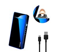 SKRFIRE Briquet électrique Coupe-Vent sans Flamme, Briquet Plasma Rechargeable USB avec indicateur de Batterie (Bleu)