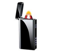 SKRFIRE Briquet Électrique Rechargeable - Technologie Arc Plasma Unique, Autonomie Prolongée, Portable et Style, Étui Cadeau Premium Inclus, Idéal pour Voyage et Extérieur(Noir)