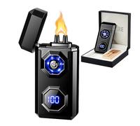 SKRFIRE Briquet Plasma électrique Rechargeable USB C - Flamme Haute Puissance - Cool Windproof - avec Lampe de Poche LED - pour Bougies, Feux d'artifice, bâtons d'encens (Noir)