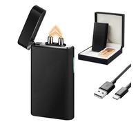 SKRFIRE Briquet Plasma Rechargeable USB - Briquet Électrique Anti-Tempête Haute Puissance avec Coque Métal, Charge Rapide, Compact et Léger, Idéal pour Camping, Randonnée ou Cadeau (Noir Mat)