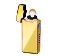 SKRFIRE Briquet Tempête Briquet Electrique Briquets Rechargeable USB Cool Briquets Flame - avec écran LED - Rechargeable（Doré Glacé）