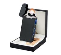 SKRFIRE Briquet Tempête Briquet Electrique Briquets Rechargeable USB Cool Briquets Flame- Indicateur de Batterie (Noir Mat)