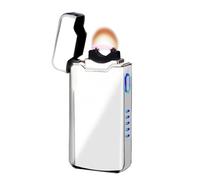 SKRFIRE Briquet Tempête Briquet Electrique Briquets Rechargeable USB Lighter indicateur de Batterie (Argenté)