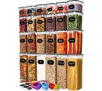 Skroam Lot 24 boîtes hermétiques pour organisation et rangement du garde-manger, céréales, pâtes, farine et sucre