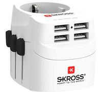 SKROSS | 1.302461 | Pro Light USB (4xA), Adaptateur de Voyage Universel 2 et 3 pôles avec 4 Ports USB de 4,8 A. Tension et Puissance : 100V - 700W/250V - 1750W. Convient pour PC et sèche-Cheveux