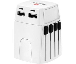 SKROSS 1.302830 MUV Micro USB | Adaptateur de Voyage Universel 2 Pôles - Tension et Puissance : 100V - 250W / 250V - 625W - 2 Prises USB 5V/2.4A - Protection Anti Choc Electrique