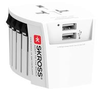 SKROSS - 1.302960 | MUV USB (2xA) | Adaptateur de Voyage Universel à 2 broches - 2 Prises de Charge USB. Tension et Puissance : 100V - 250W / 250V - 625W. Protection Contre les Chocs électriques