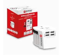 SKROSS - 1.302961 - Antichoc - SÉCURITAIRE pour Les Enfants. Adaptateur de Voyage Universel 2 pôles Plus 4 Ports USB Type-A 4,8 A - Tension et Puissance : 100 V - 250 W/250 V - 625 W