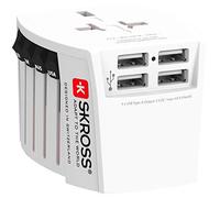 SKROSS - 1.302961 - Antichoc - SÉCURITAIRE pour Les Enfants. Adaptateur de Voyage Universel 2 pôles Plus 4 Ports USB Type-A 4,8 A - Tension et Puissance : 100 V - 250 W/250 V - 625 W