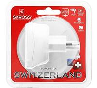 SKROSS - 1.500205 - Adaptateur de Voyage de l'UE vers la Suisse - Tension et puissance : 100V - 1000W / 250V - 2500W - Protection anti-choc électrique