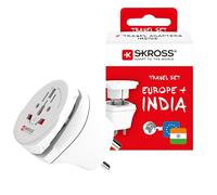 Skross Adaptateur de voyage 1.500215-E Combo Monde vers l'Inde – 100V/500W 250V/1250W – Prot. chocs