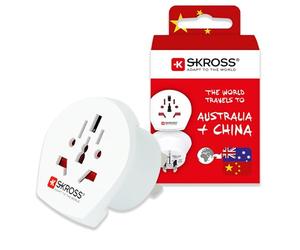 SKROSS | 1.500222-E | Country Adapter World to Australia/China, white - suitable for equipment with earthed & unearthed plugs (2- & 3-pole)