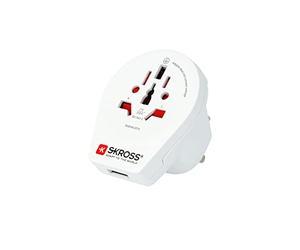 SKROSS - 1.500261 | World to UK USB - Adaptateur de Voyage - Monde vers Royaume-Uni (UK) avec USB Chargeur - Puissance :100V - 700W / 250V - 1750W - Protection Anti-Choc électrique